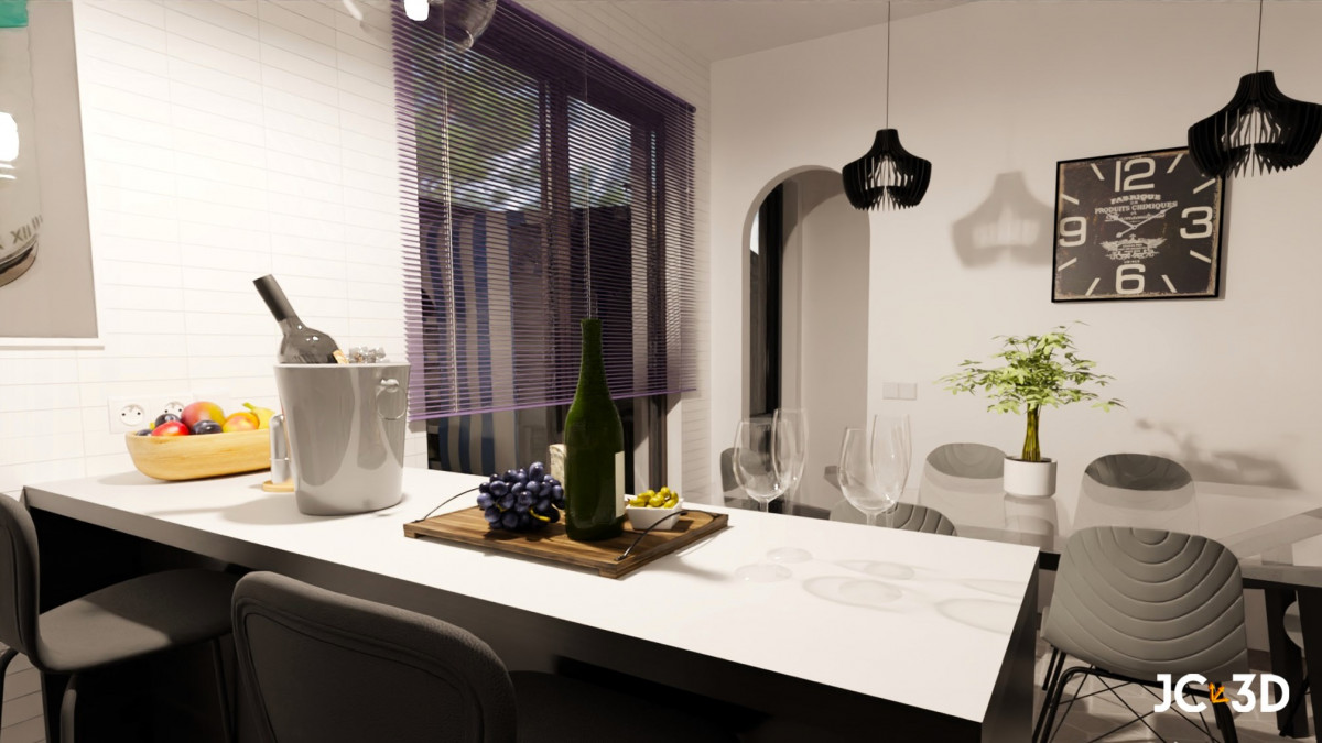Infografía de J Capmany Profesional 3D: Cocina Residencial: Infografía 3D de Modernidad y Confort