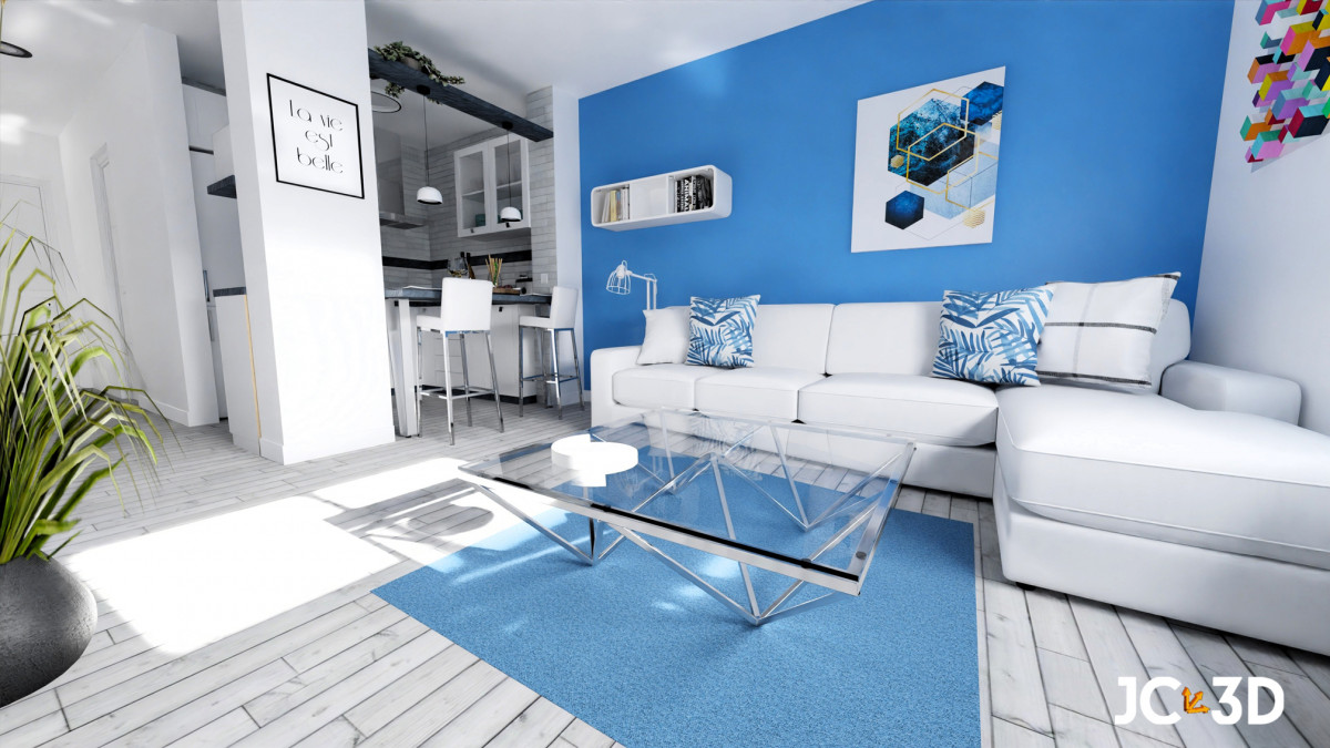 Transformación Residencial: Infografía de Salón con Cocina Americana