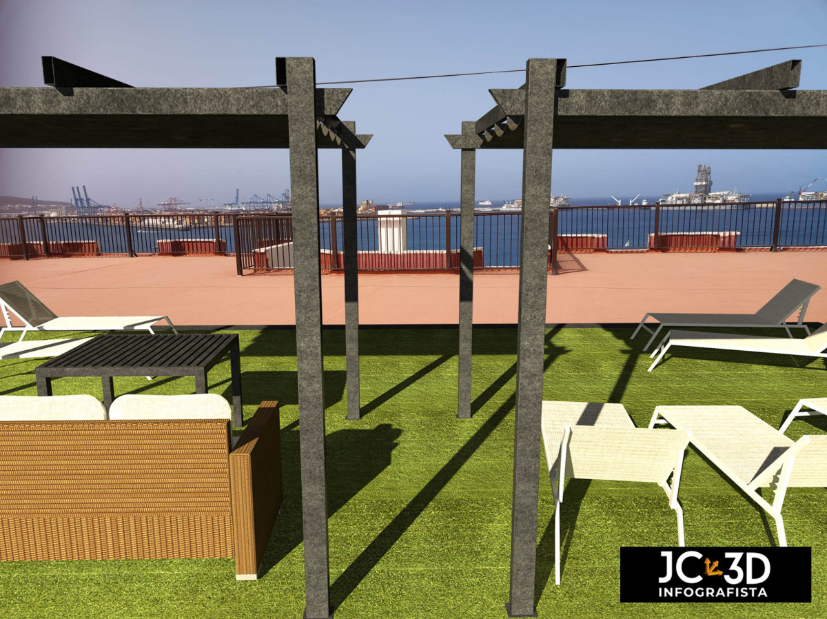 Infografía del Solarium en Azotea. J Capmany Profesional 3D. Infografías para arquitectura, interiorismo e inmobiliarias
