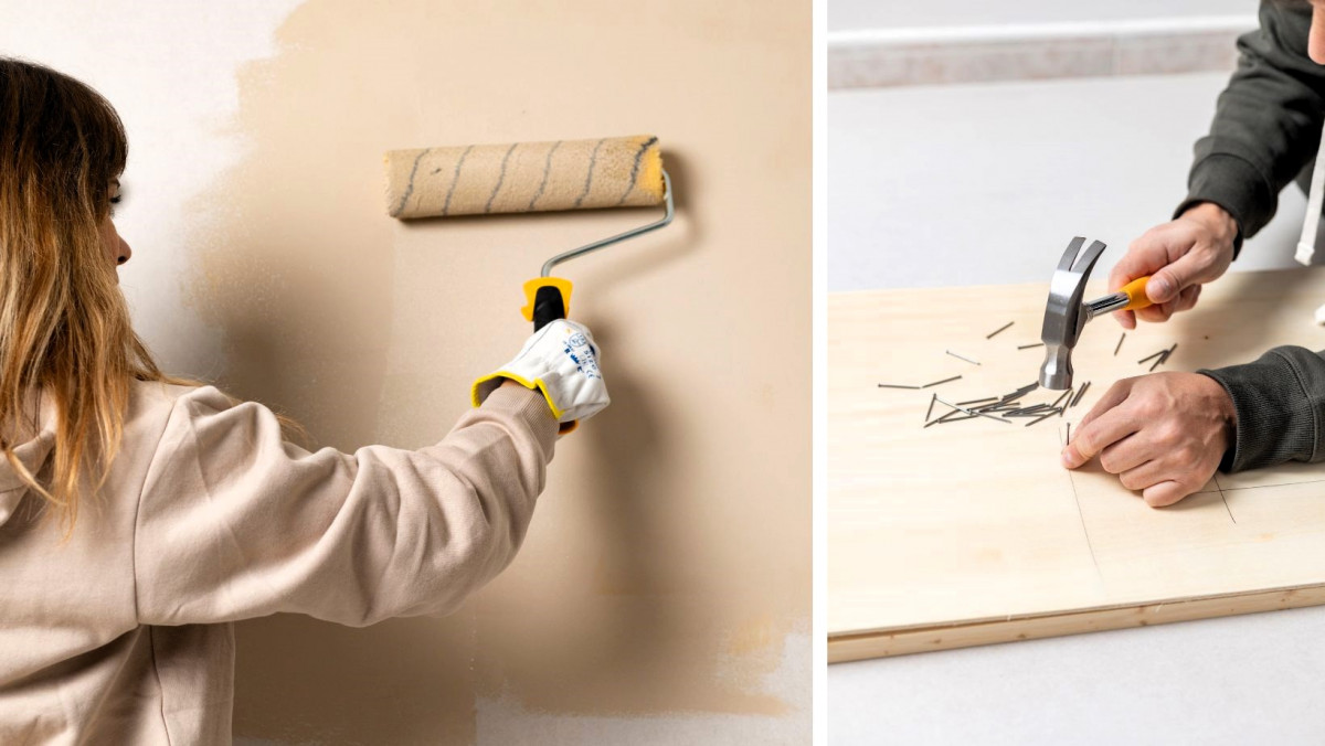 pintar y restaurar una habitación en un proyecto de diseño sostenible
