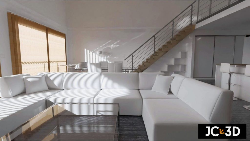 Infografía 3D de un espacio interior diseñado por Profesional 3D para inmobiliarias y negocios de bienes raíces. Visualiza tus espacios con J. Capmany Profesional 3D. Infografías 3D para interiorismo, arquitectura e inmobiliarias.