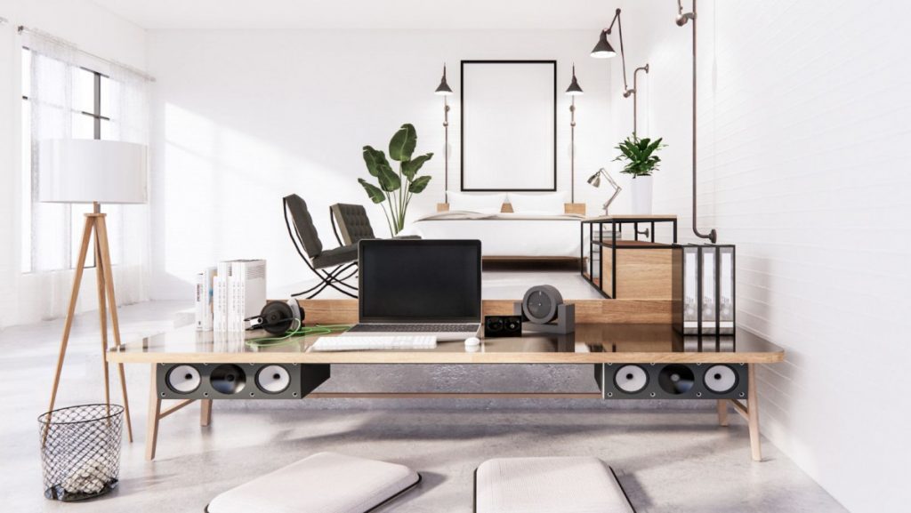 Espacio de trabajo con diseño biofílico y zen que fomenta la tranquilidad y la productividad