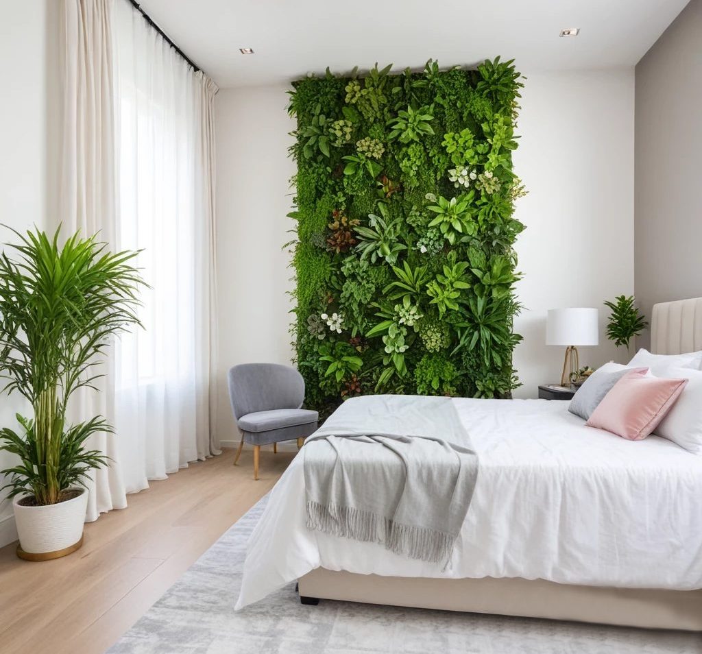 Oasis Interior: dormitorio con Jardín Vertical