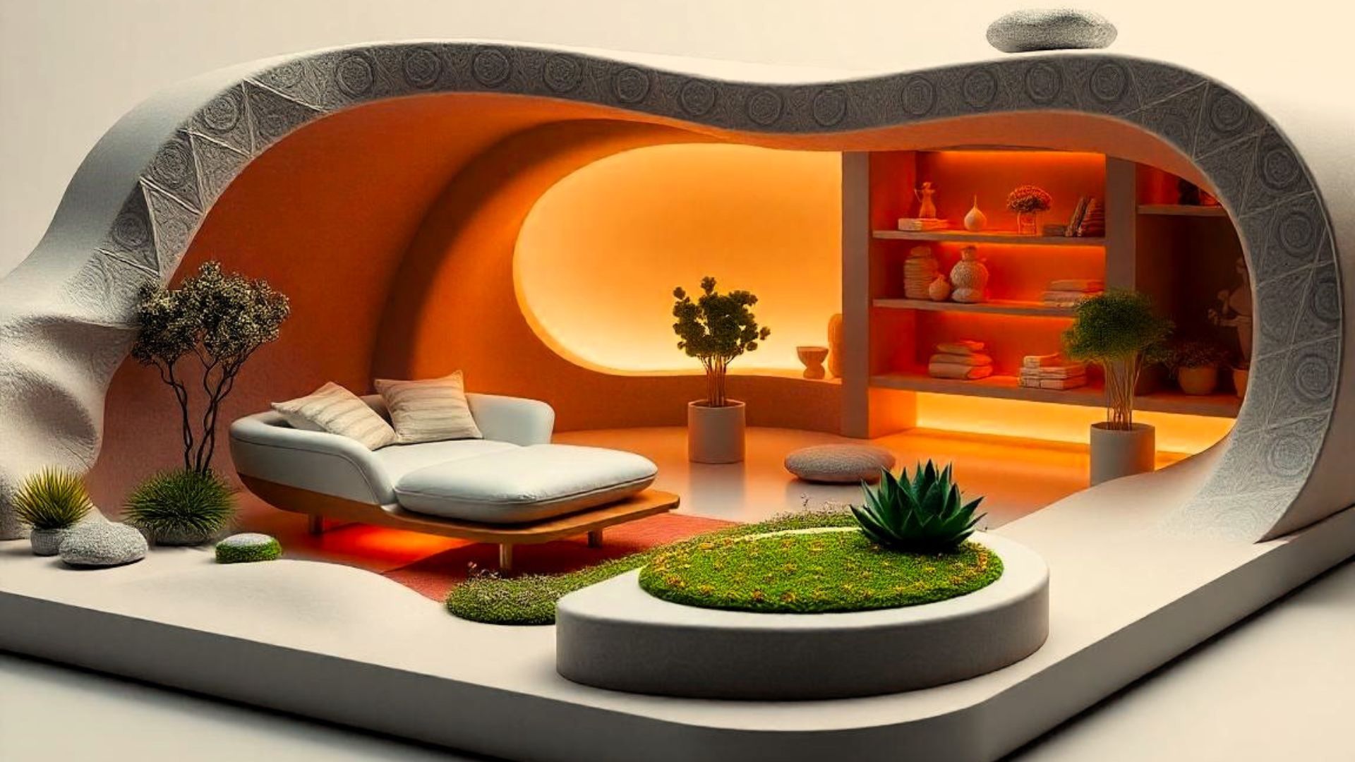 Render 3D de un espacio futurista