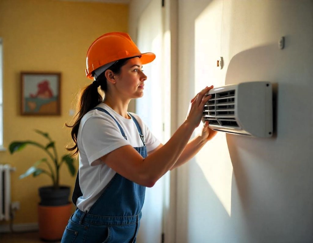 Imagen de una propietaria realizando tareas de mantenimiento en su hogar, mostrando dedicación y cuidado.