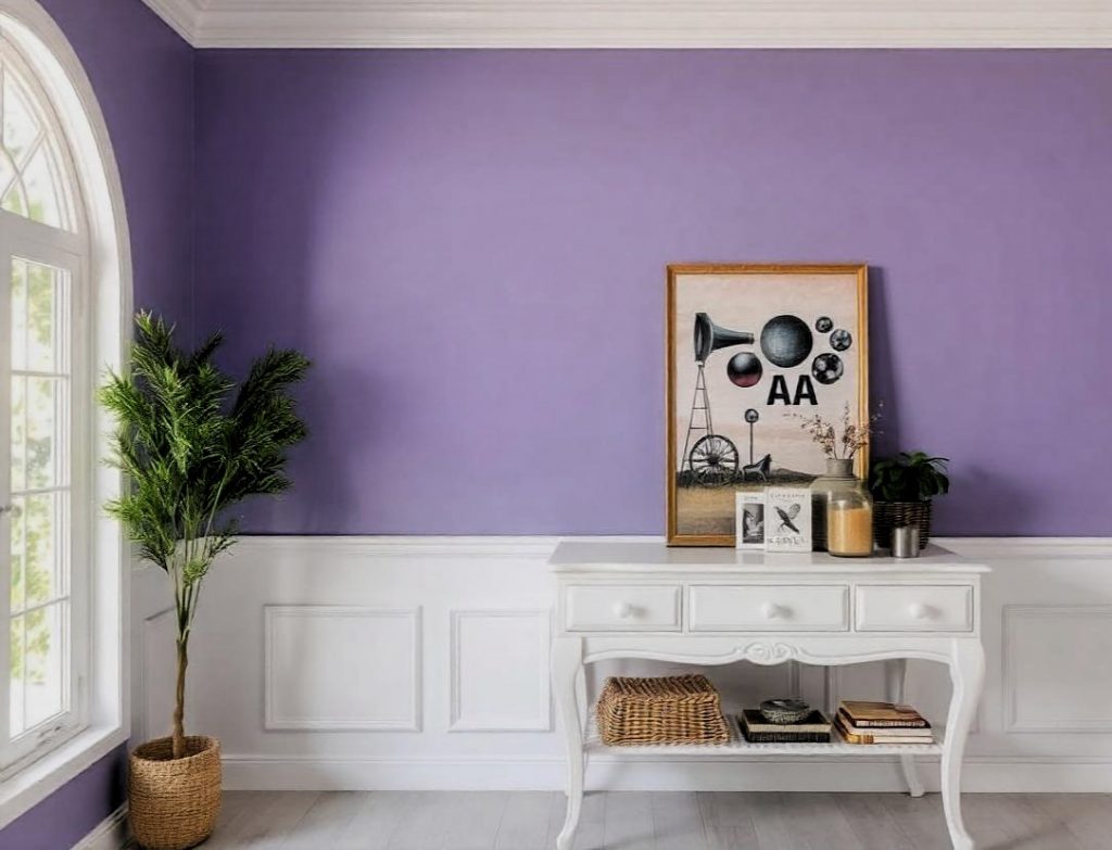Pared pintada con chalk paint en un color vibrante, con elementos decorativos que complementan el nuevo diseño.