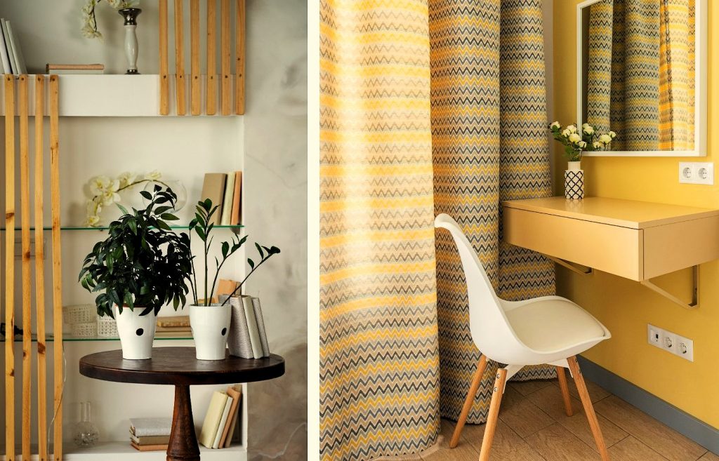 Collage de tipos de muebles a medida, incluyendo un escritorio compacto y estantes personalizados