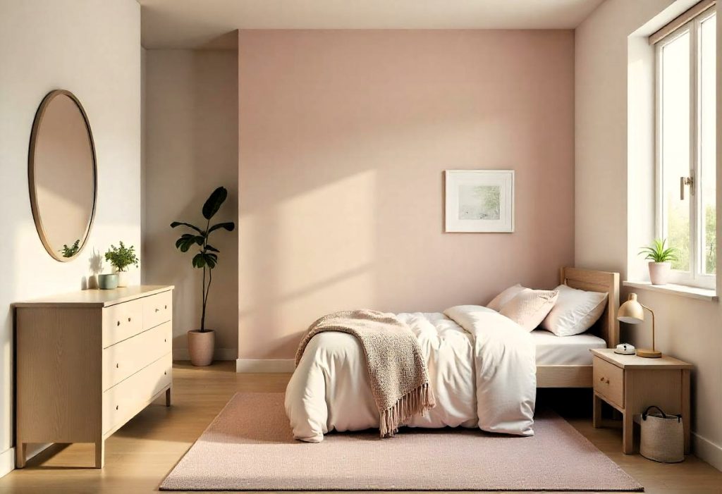 Dormitorio juvenil despejado y ordenado que refleja el enfoque del minimalismo emocional, donde cada elemento tiene un propósito
