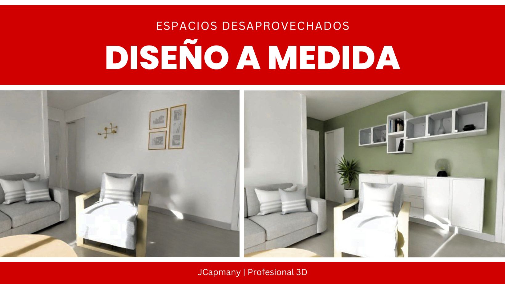 Antes y después de la transformación de un pasillo desnudo en un espacio funcional y estilizado.