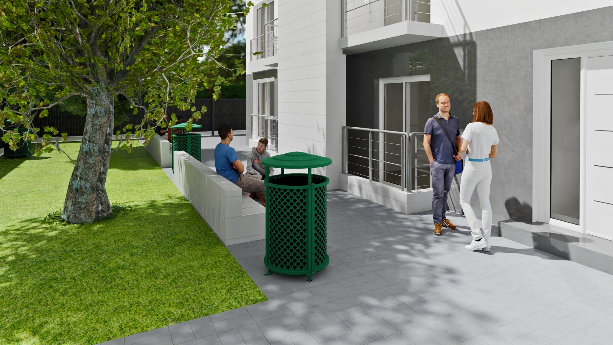 Infografía 3D de exterior. Proyecto de Residencia de Estudiantes