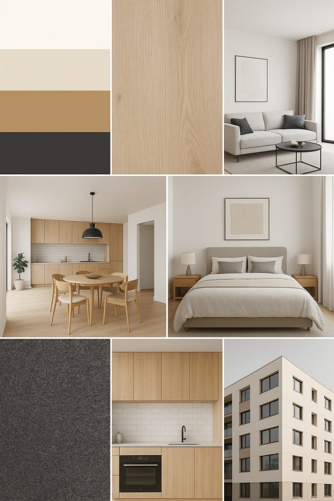 Moodboards para definir estilos y paletas de color.