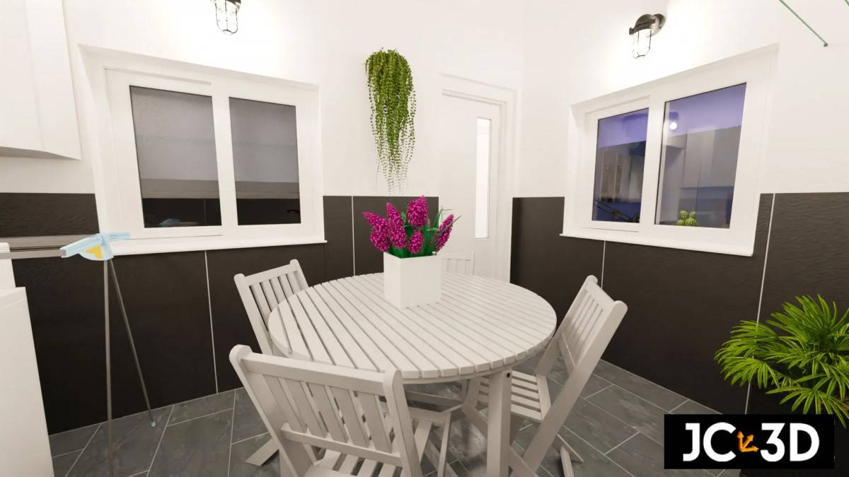 Infografía 3D: Renovación y Estilo en Patio Lavadero